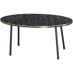 Resim Uslucan Alışveriş Orta Sehpa Elips Siyah Metal Ayak Çift Altın Bendir Çok Renkli 