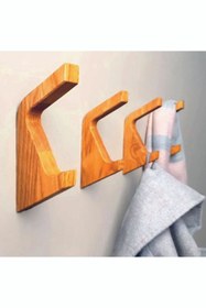 Resim Hagen Yapışkanlı Ahşap Askı,banyo Askısı, Doğal Ahşap (2 Adet) 