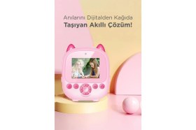 Resim Torima CMR-21 Pembe Dijital Video Kayıt Çocuk Kamerası 48M Çözünürlük Termal Baskı Özelliği 