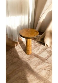 Resim Doğal Masif Ahşap Tekli Yan Sehpa Tik Ağacı Renk Mantar Sehpa - Dekoratif Sehpa Tik Ağacı 