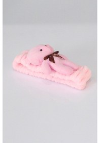 Resim Ayıcıklı Peluş Bandana Saç Bandı Pembe 0-10 Yaş Pembe 