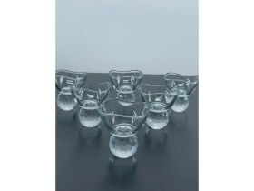 Resim 6 Kişilik Cam Elmas Ayaklı Kahve Yanı Lokumluk Sosluk Kase 