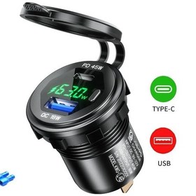 Resim Yaoiler63w Alüminyum Araç Şarj Cihazı Hızlı Şarj Pd Qc3.0 Çift Port Usb C 12v/24v Otomobil Tekne Motosiklet Dedistribütör Garantili 