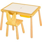 Resim Wood & Joy Doğal Ahşap Duyusal Çocuk Aktivite Masası Oyun Masası ve Çocuk Çalışma Masası 1 Sandalye Seti 