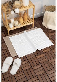 Resim Leoline %100 Pamuk Premium 2'li Ayak Havlusu - Kahve - Beyaz Kahve - Beyaz 