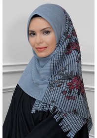 Resim Hürrem Bone Gri Pratik Hazır Geçmeli Tesettür Eşarp Kesik Elyaf Piliseli Çiçe (545491596) Gri 