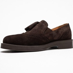 Resim Luvishoes Luvi Shoes Alex Kahverengi Süet Hakiki Deri Püsküllü Lastikli Kadın Loafer Ayakkabı Kahve Süet 