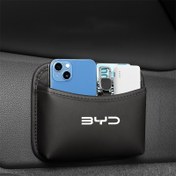 Resim 1 adet BYD ATTO3/Tang/Han/Sealed U/Dolphin Mini/Sailion 6/7/Shark/King DM-i/Araba Depolama Kutusu için Uygun - Yapışkanlı Suni Deri Dikişli Asılı Çanta, Cep Telefonları, Kartlar, Anahtarlar ve Gözlükler için Uygun, Siyah, Aksesuar Tutucu | Dikişli Suni Deri Tasarımı | Yapışkanlı Kurulum Çantası 