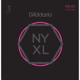 Resim D'Addario NYXL0942-3P NYXL Nickel Elektro Gitar Teli - Super Light (9-42) (3'lü Paket) 