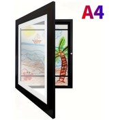 Resim Fochsia Siyah A4 21x29.7 Cm Manyetik Ön Açılır Çocuk Sanat Çerçevesi - Ahşap Tablo Dekoru 