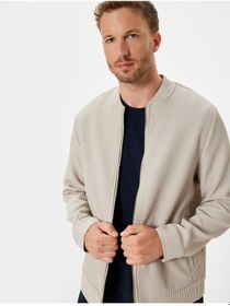 Resim Koton Bomber Ceket Fitilli Fermuarlı Bej 5wam50021hw Ekru 