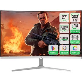 Resim Gamepower Vivid T50 27'' 0.5 MS 200 Hz Curved RGB Beyaz Full HD VA Gaming Monitör 