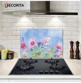 Resim Decorita Menekşe Desenli | Cam Ocak Arkası Koruyucu | 40cm x 60cm 