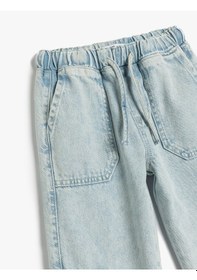 Resim Koton Pamuklu Beli Bağcıklı Cepli Jogger Denim Pantolon Lıght Indıgo 5skg40075ad Açık Mavi 
