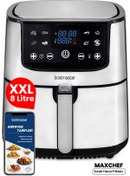 Resim GoldMaster Maxchef 8 Litre Inox Geniş Hazneli Xxl Yeniden Isıtma Fonksiyonlu Airfryer Sıcak Hava Fritözü 