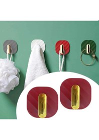 Resim 2li Yapışkanlı Retro Askılık Dolap Kapak Kulpu Kırmızı 4767 Çok Renkli 