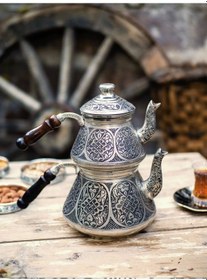 Resim Ağır İşlemeli Çaydanlık Gümüş 