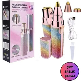 Resim Chermik Simli Şarjlı Tüy Kıl Alma Kaş Bıyık Unisex Yüz Bakım Tıraş Aleti Epilasyon Aleti 