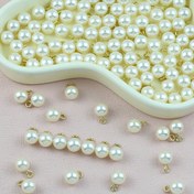 Resim 20 adet 8/10/12/14 mm bej pandantif, el yapımı DIY bileklik, kolye aksesuar malzemesi 