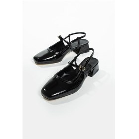 Resim William Tüvid Detaylı Küt Burun Kısa Topuklu Kadın Babet Siyah 