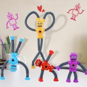 Resim 6-8 Yaş Çocuklar İçin Kendin Yap Dönüştürülebilir Vantuzlu Robot Oyuncak - Yaratıcı & Eğitici Duyusal Oyun, Mor/Kırmızı/Mavi/Sarı Renklerde Teleskopik Pop Tüp Tasarımı 