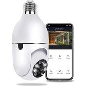 Resim Ultratekno Gece Görüşlü 360 Derece LED Işık 1080P Wifi Kamera Kablosuz Panoramik Ev Güvenlik Balıkgözü Ampul Lamba Ip Kamera 