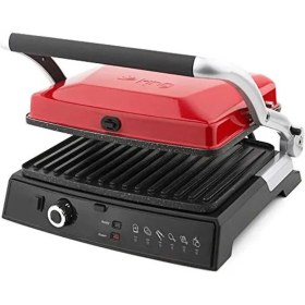 Resim King Tost Makinesi T 62 Vintage Mini 2000 W Granit Plaka Kırmızı Renkli Çift Taraflı 
