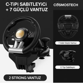 Resim cosmostech Pxn V3 Pro Yarış Direksiyonu Seti – Pedallı 180° Oyun Direksiyonu Siyah (Pc/ps4/xbox/switch) 