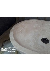 Resim Traverten Oval Dikdörtgen Lavabo 