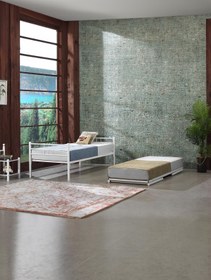 Resim Unimet Yavrulu Ikiz Ferforje Metal Karyola-beyaz 