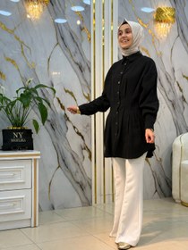 Resim EYLÜL BELİ PENSLİ TWİST TUNİK 2126 - Siyah / 40 