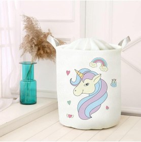 Resim woodhub Renkli Katlanabilir Oyuncak ve Çamaşır Saklama Kutusu, Piknik Sepeti 