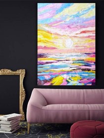 Resim Yağlı Boya Tablo %100 El Yapımı 75cmx103cm Sunset Soyut 