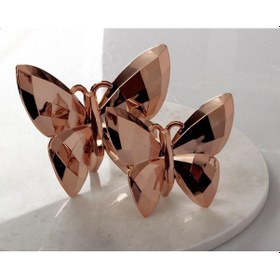 Resim Akrilik Kristal Kesim 2'li Biblo Kelebek Bronz 12 Cm X 14 Cm 