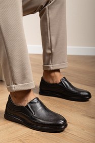 Resim maximoda Hakiki Deri, Anatomik ve Ortopedik, İç Dış Deri, Extra Yumuşak, Bağcıksız Baba Ayakkabı 