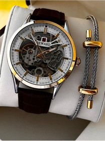 Resim Reward İtalyan Bileklik Hediyeli Deri Kordon Otomatik Mekanizma 5 Atm Erkek Kol Saati W.142270.5 Gümüş - Altın 