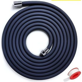 Resim Elmpaly Siyah 196 İnç Uzun Silikon Duş Hortumu 59 78 118 196 İnç Bakır Cıvatalı Evrensel El Duşu Uzatma Banyo Aksesuarı 