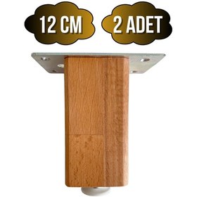 Resim Kale Ayarlı Ahşap Ayak Mobilya Masa Ve Dolap Ayağı Kayın Kayın/gürgen Ağacı 12cm 2 Adet Ahşap Rengi 