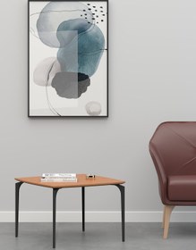 Resim Bürotime Arte Sehpa, Siyah Metal, Ahşap Kaplama & Amerikan Ceviz 