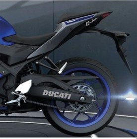 Resim Ducatı Yazılı Metalik Gri Arka Maşa Sticker Etiket Modeli 