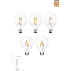 Resim Rustik Led Ampul E27 G95 6w 2700k Gün Işığı 5'li Erd-88 