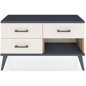 Resim Arges Şifonyer 3 Çekmeceli 88x30x48 Çam-antrasit/aytaşı Antrasit/aytaşı 