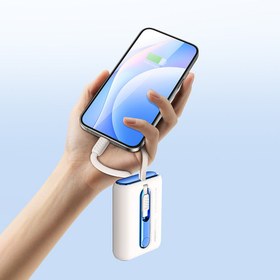 Resim Recci RPB-P12C PD 20W Askı İpli Hızlı Şarj Özellikli Type-C Kablolu Powerbank 22.5W 10.000mAh - Bej 