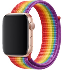 Resim Apple Watch Uyumlu Spor Loop Kordon Gökkuşağı - 38 - 40 - 41 - (42-Watch-10 - 11)mm M/L 