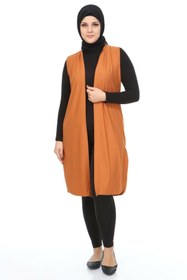 Resim Uzun Buyuk Beden Yelek Kadin Hermevsim - TABA / 3XL 