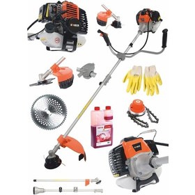 Resim Böhrer Benzinli 52 CC LXT 2.4 Kw 3 Hp Ot Çalı Çim Biçme Makinesi Yan Tırpan Turuncu + Eldiven + Veto 2110 Pro 2T Yağ 1 L + Canavar Başlık 