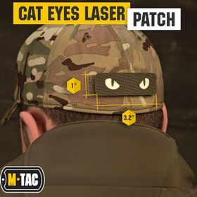 Resim M-TAC Kedi Gözleri Lazer Yama - Siyah Asetat IR Tanıma Yaması, Parlayan Beyaz Gözlerle, Kol, Omuz, Şapka ve Daha Fazlası İçin Yapışkan Arka, Gece Görüş Aksesuarı | Parlayan Göz Yaması | Yapışkan Yama 