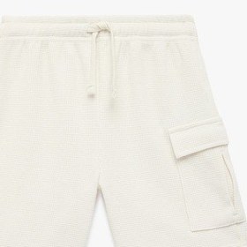 Resim Koton Cep Detaylı Pamuk Karışımlı Beli Lastikli Kargo Şort Ekru 6skb40052tk Ekru 