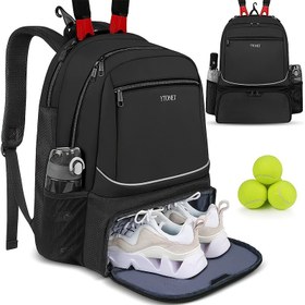 Resim Tenis Çantası Tenis Sırt Çantası Kadınlar Erkekler için 2 Raketi Büyük Rahat Cep Havalandırma Ayakkabı Bölmesi Tutun Badminton, Pickleball Paddle Topları Aksesuarı, Sevgililer Günü hediyesi 