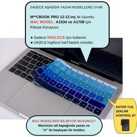 Resim Laptop Macbook Pro Klavye Kılıf UK(EU) İngilizce Baskılı A1534 A1708 ile Uyumlu Ombre 